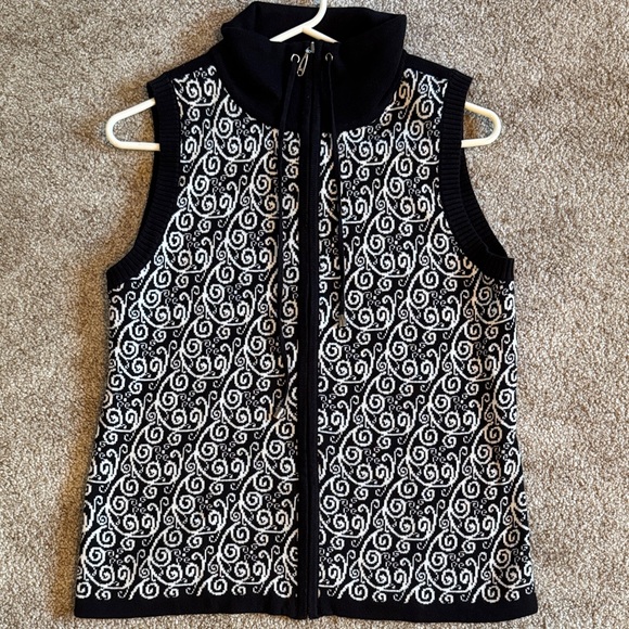 Christopher & Banks Sweaters - Christopher & Banks Black and White Swirl Knit Vest